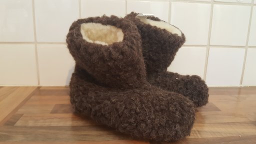 Pantoffel laars 100% wol bruin