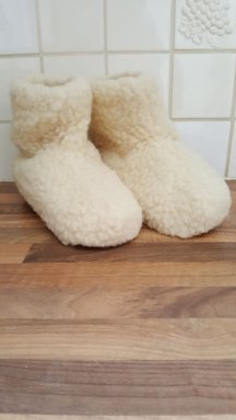 Pantoffel laars 100% wol ecru
