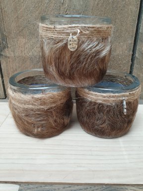Ronde waxinelichthouder glas klein beige